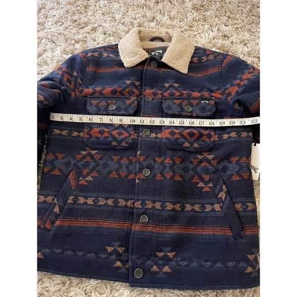 Billabong Fleece Lined Aztec Geometric Collared Jacket Pockets SZ S NEW - Picture 5 of 14